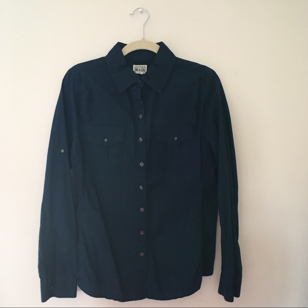 Dark Blue Converse Button Down